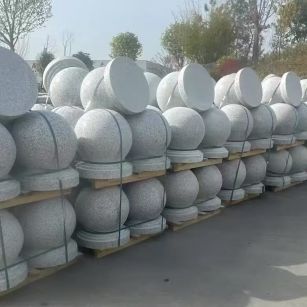 铜川 白麻花岗岩石材圆球，石球，挡车球，隔离球，景观石球，风水球等