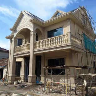 铜川 黄金麻花岗岩石材私人别墅雕花门楼柱阳台栏杆