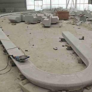 铜川 芝麻白花岗岩弧形花坛石，坐凳石