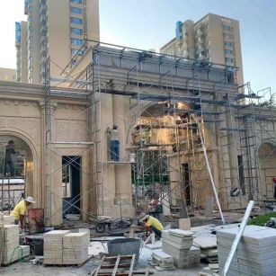 铜川 黄金麻荔枝面花岗岩小区门楼外墙干挂