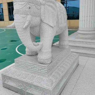 铜川 白麻花岗岩动物异形石雕-大象
