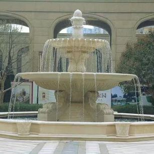 铜川 黄金麻花岗岩异型加工——户外庭院石雕流水喷泉