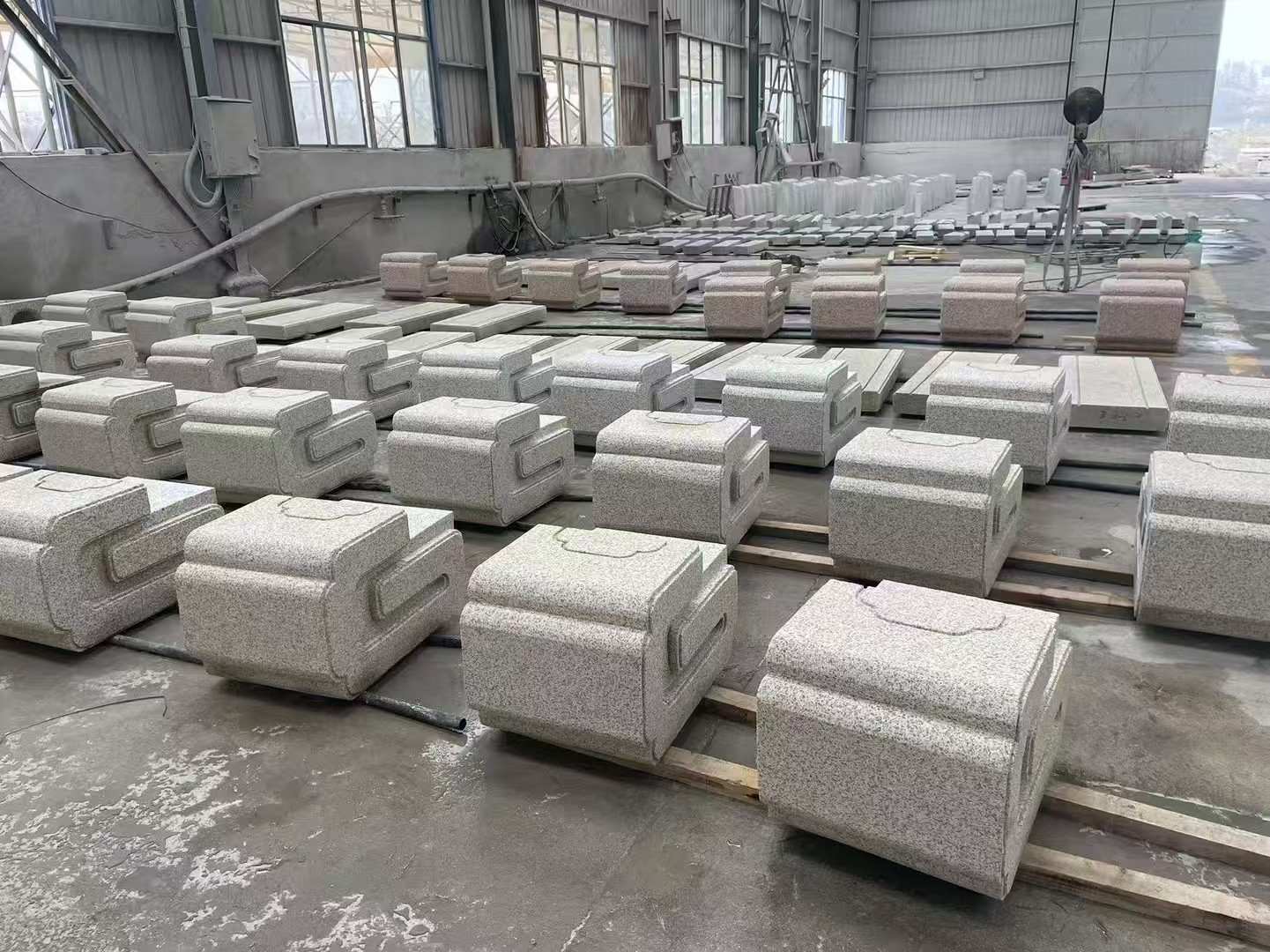 铜川 白麻花岗岩异形加工-石凳，坐凳