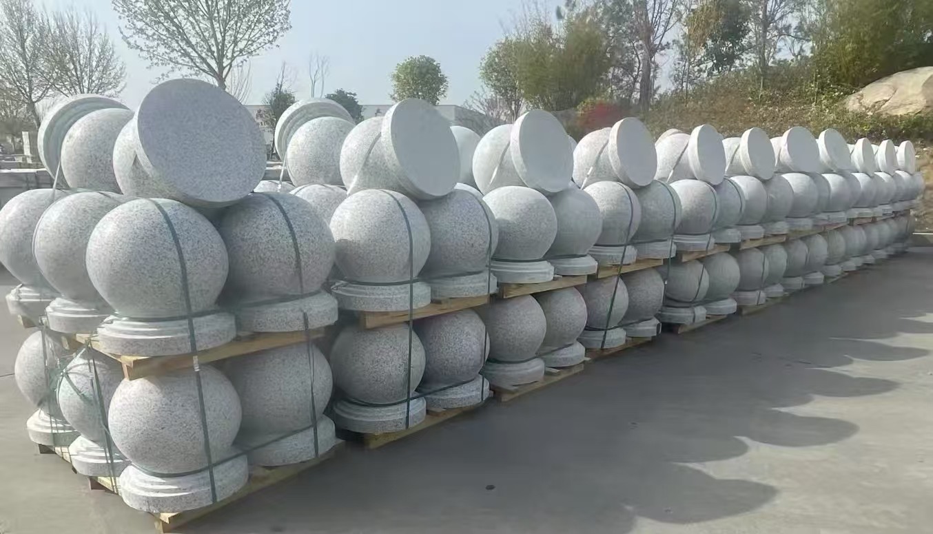 铜川 白麻花岗岩石材圆球，石球，挡车球，隔离球，景观石球，风水球等