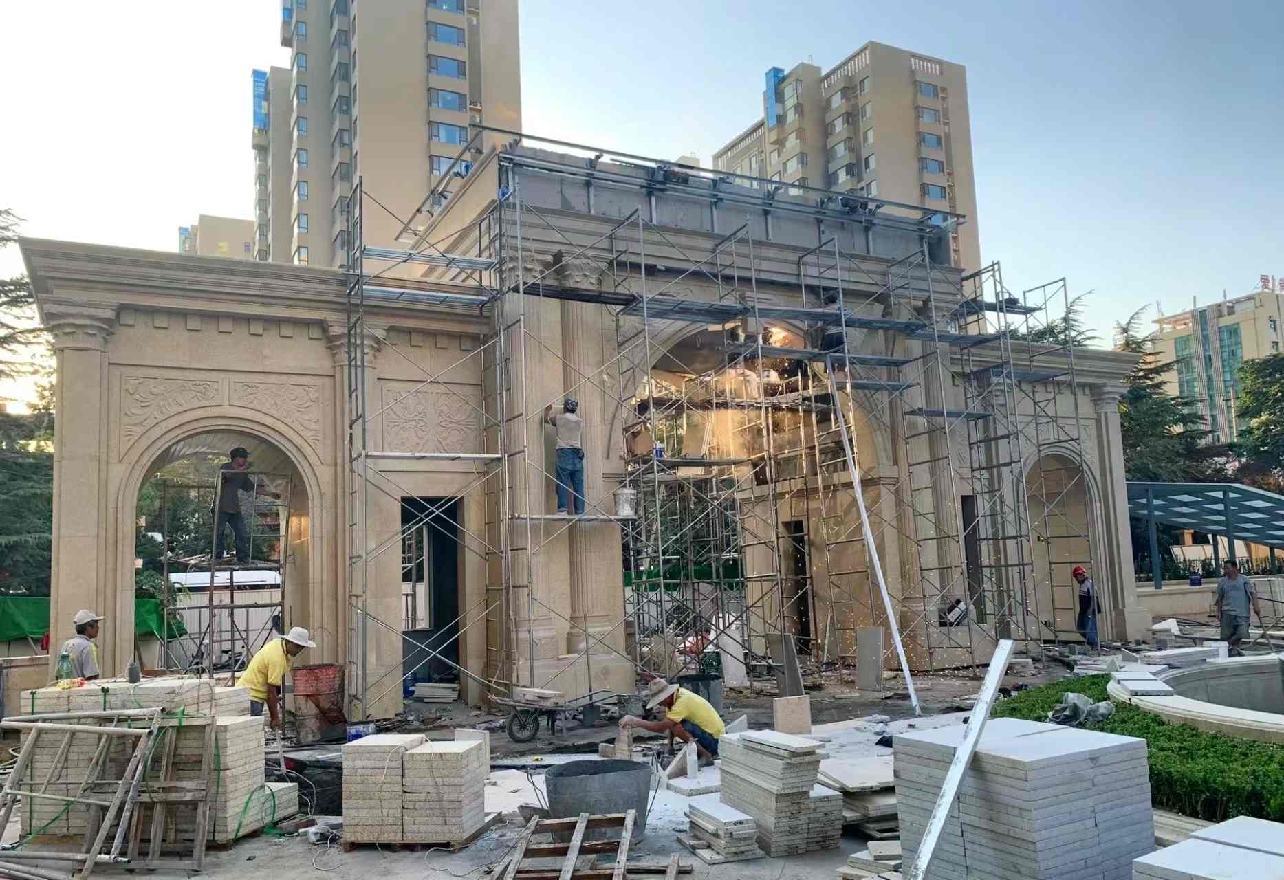 铜川 黄金麻荔枝面花岗岩小区门楼外墙干挂